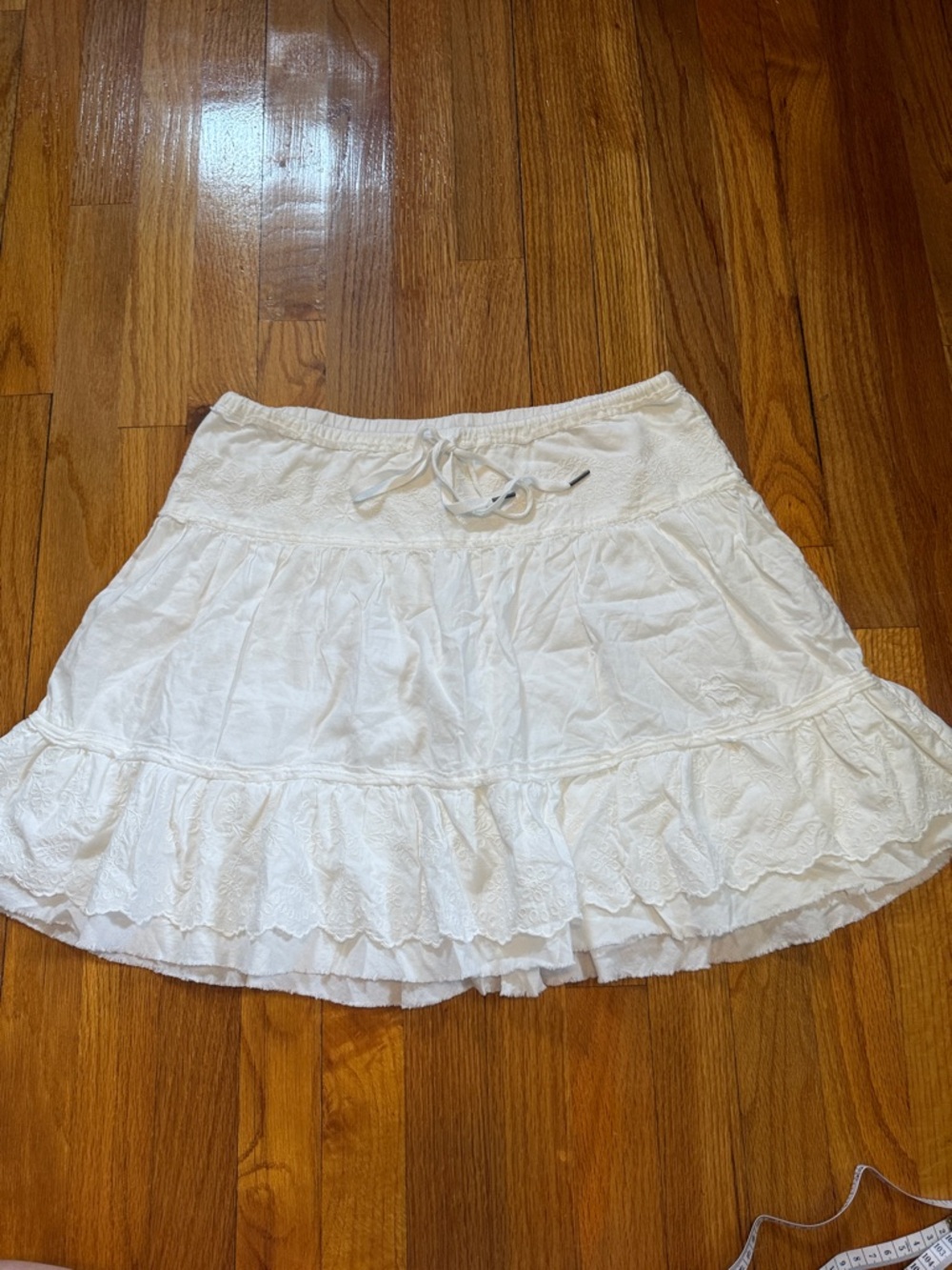 Abercrombie & Fitch White Tiered Eyelet Skater Skirt